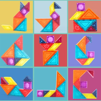 Magnētiskā Tangram Jigsaw Rotaļu Mācīšanos Izglītības Rotaļlieta, Manipulatīvu Puzzle Ceļojumu Spēli Klasē Dāvana Bērniem Vecumā 4-8