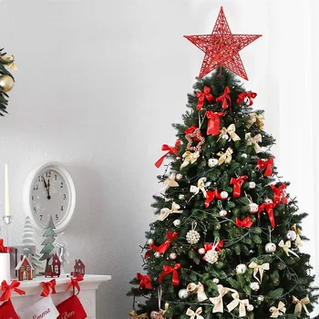 Zelta Mirdzums Ziemassvētku Eglītes Top Dzelzs Zvaigzne, Ziemassvētku Rotājumi, Mājas Ziemsvētki Koks Rotājumi Navidad Jaunais Gads Ir 2021. Natal Noel