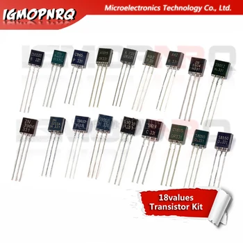 18valuesX10pcs=180pcs 2N2222 S9012 S9013 S9014 A1015 C1815 S8050 S8550 TO-92 Tranzistors sastāvdaļa Nažu komplekts, jauns