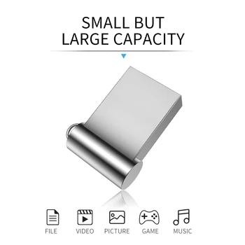 Metāla Sudraba Memoria Usb Flash Diski 128GB Pendrive 64GB Mini Ūdensizturīgs Pen Drive 32GB 16GB 8GB Key Usb 2.0 Stick Pasūtījuma LOGO