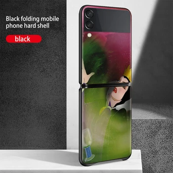 Triecienizturīgs Cietais Locīšanas Jaunu Mobilo Segtu Ļauno Karalieni Disney Samsung Galaxy Z Flip 3 5G Black Fundas Telefonu Gadījumā