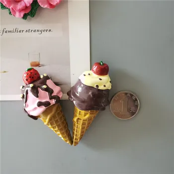 Pirkt 5 Iegūt 1 3D Modelēšana Pārtikas Gudrs Konuss saldējums Choc-ice Sveķu Ledusskapja Magnēts Sweetmeats Vairumtirdzniecības Ražošana
