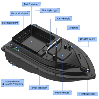 D16B GPS Zvejas Ēsmas Laivu, ar Lielu Ēsmu Konteineru Automātiskās Ēsmu Laivu 400-500M Attālo Klāstu, Motorlaivu Zvejas Rīku
