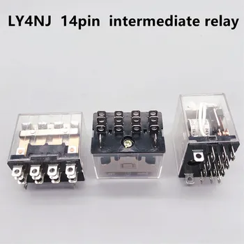 1gb LY4NJ vispārējā Elektromagnētiskā starpposma relejs HH64P Mini Relejs 14Pin AC10A 250V Ar LED DC12/24V AC220V Sudraba kontakti