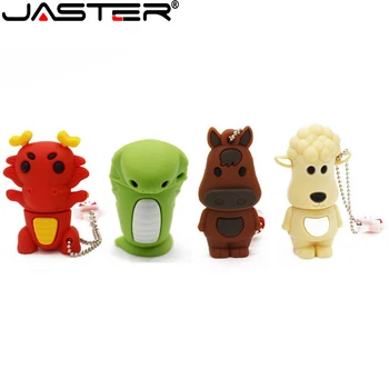 JASTER USB flash drive Karikatūra Zodiaka Pen drive Vērsis, Tīģeris, Trusis, Pūķis, Čūska, Memory stick Zirgs, Pērtiķis, Gailis, Cūka, 32GB 64GB
