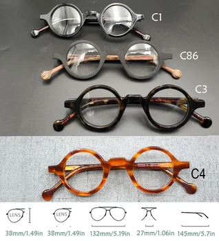 Vintage mazas, apaļas brilles rāmis Vīriešiem un sievietēm retro tuvredzība optisko recepšu brilles Acetāts