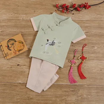 Ar īsām Piedurknēm Kids Kostīmi Jauno Gadu Sarkans T-krekls+ Šorti 2gab Apģērbu Komplekts