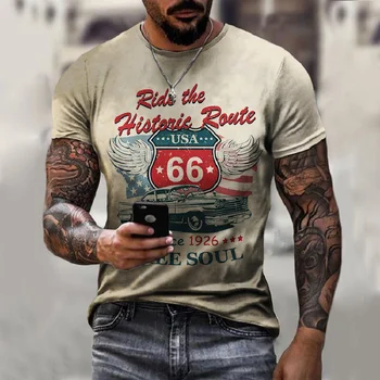 Retro 66 Mavericks 3d Iespiests T-krekls Vīriešu Modes Personības Īsām piedurknēm Zaudēt Gadījuma O-veida kakla T-krekls Vasaras Jaunā Stila 2021
