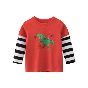 27Kids Zēni Dinozaura Modelis, Bērnu T-krekli Rudens Cartoon kids Krekli Ikdienas Apkalpes Kakla garām Piedurknēm Top Zīdaiņu Apģērbu
