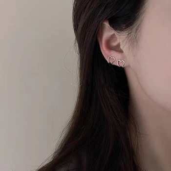 1pc korejiešu Stilā, Vienkārši Sirds Formas Auskari Sievietēm, nav caurdurtās ausis mīlestība auss kaulu klipu