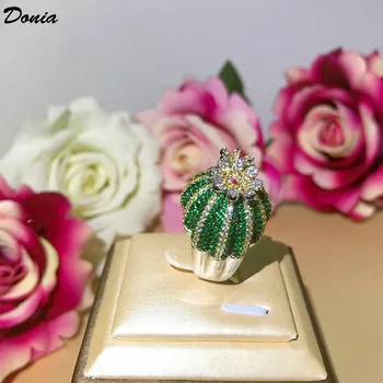 Republikai rotaslietas Modes atvērt jaunu gredzenu zaļo AAA zircon krāsu ziedu gredzens kaktuss rotējošu gredzenu classic lady rotējošu gredzenu