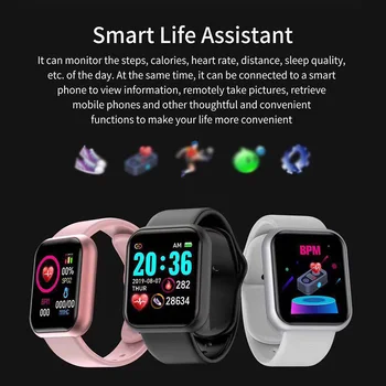 Rokas Pulkstenis Fitnesa Y68 Krāsu Ekrāns Smart Sporta Aproce Darbību, Darbojas Tracker Sirdsdarbība Bērniem, Vīriešiem, Sievietēm Skatīties Stundas