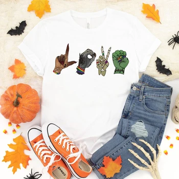 Halloween Monster Love T-Krekls Triks vai Ārstēšanai T Krekls Smieklīgi Halloween Krekls Unisex Grafiskais T Krekli Vasarā Plus Lieluma Tees Topi