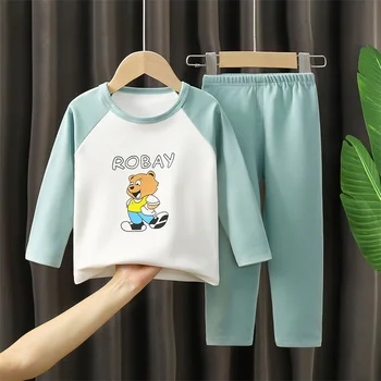 Jaunu Bērnu Pavasara Apģērbu Long Piedurknēm Karikatūra Dzīvnieku Apģērbu atbilstoši Bērniem Zēni Mētelis + Bikses 2pcs Set Baby Kokvilnas Outwear Augšu