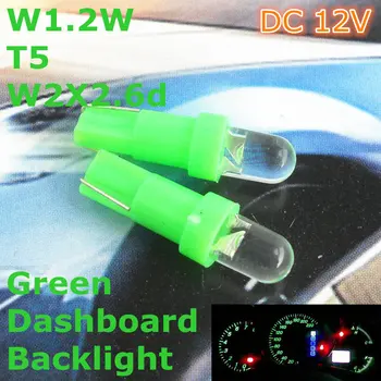 12V LED Zaļās Krāsas, Auto Spuldzes, Lampas, T5(5mm Vietas Lampas), lai W1.2W W2.3W W2X2.6d Paneļa pelnu trauku Signāla Gaismas