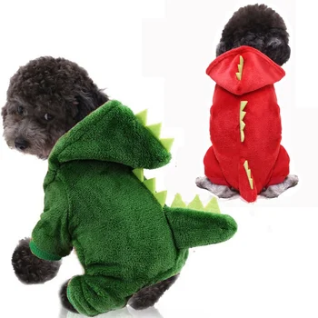 Pet Suņu Apģērbu Jumpsuit Smieklīgi Dinozauru Kostīmi Ziemas Silta Plīša Kaķis Mētelis Mazs Kaķēns Kaķis Pelēkā Vārna Kucēnu Suņu Apģērbu Dropship