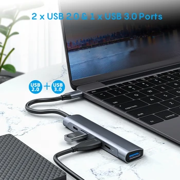 5 in 1 USB-C Hub Adapteri USB 3.0 2.0 Type-C PD 60W Ātrās Uzlādes dokstacija, lai Portatīvo DATORU Papildierīces, Piederumi