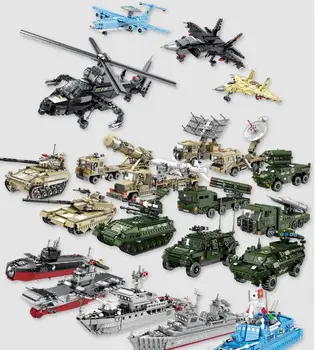 Mini Armijas Militāro Transportlīdzekļu Grupālā DIY Kara Lidmašīnu flotes Karakuģis Raķešu Kravas Tilpnes Modeli, Ēkas, Ķieģeļu Rotaļlietas Zēns Bērniem Dāvanu