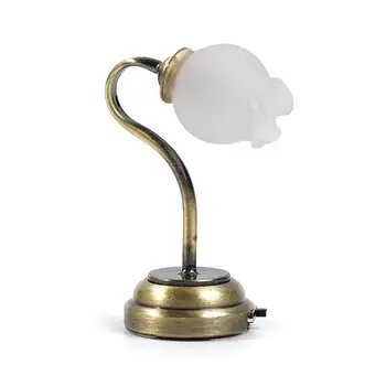 Metāla 1:12 Miniatūra leļļu Namiņš Aksesuāri Vintage Lampas Lampas Galda Dekorēšana Mēbeļu Apdare, Ziedu Namiņš Led P4T0