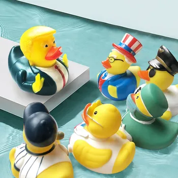 Gumijas Pīle Bērnu Vannas Rotaļlietas Asv Prezidents Trumpis Smieklīgi Pīļu Pīkstošs Skaņas Bathly Dušas Waterfloating Dzeltena Pīle Bērnu rotaļlietas