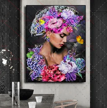5D Dimanta Krāsošana Vīnogu ziedu sieviete Pilna Dimanta Izšuvumu Rakstu Rhinestones Fantāziju meiteni, Rokdarbi DIY Mozaīkas apdare
