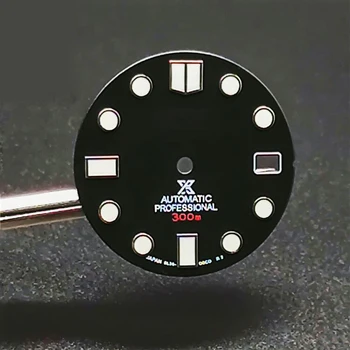 28.5 mm NH35 Watch Dial, Black Matēts Abalone Modificēto Skalu, C3 Zaļās Gaismas Dial NĒ.5 SKX007 NH35 NH36 Pārvietošanās ar S LOGO