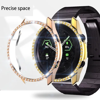 Skatīties seguma 41 45MM TPU Materiāla Samsung Galaxy Watch3 PC Galvanizācijas Vienā Rindā Dimanta Skatīties, Lietu Vāku