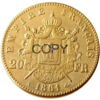 Francijā 20 Francijā 1861A Zelta Pārklājumu Kopēt Monētas