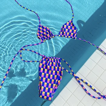 Pleds Peldkostīmi Sexy Bikini String Bikini Komplekts Micro Sandales Biquini Sieviešu Peldkostīms Ir 2021. Pavada Beachwear Pārsējs Peldkostīmu