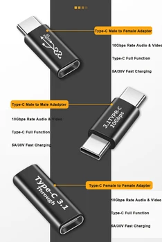 U-formas leņķveida 90 grādu USB 3.1 10Gbps C Tipa Sieviešu un Vīriešu OTG Pārveidotāja Adapteris Huawei Xiaomi Pārveidotāja Adapteris Savienotājs