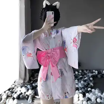 Sexy Lingerie Jauna Japāņu Kimono Peldmētelis Miega Jaciņa Liels Tauriņš Vidukļa Svārki Vienotu Kārdinājumam Ziemassvētku Cosplay Kostīms