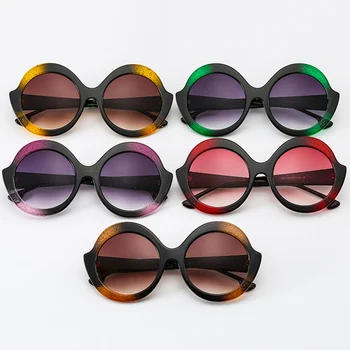TIK&EI Modes Spīdums Round Kontrasta Krāsu Luksusa Saulesbrilles Sieviešu Retro Trending Slīpumu, Briļļu Vīriešiem Toņos, Saules Brilles UV400