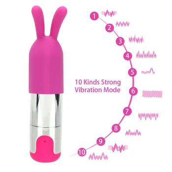 Seksa Rotaļlietas Sievietēm Ar Trušu Vāciņš USB Lādējamu 10 Ātrumu Mini Bullet Vibrators Spēcīga Vibrācija, G-spot Massager Seksa Produkti