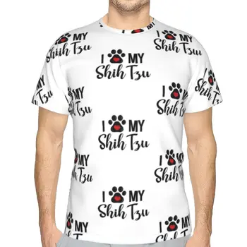 Kucēni Shih Tzu T Gudrs Poliestera Īstermiņa Piedurknēm T Krekls Grafiskais Streetwear T-Krekls Vīriešu Oversize
