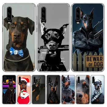 Doberman Dzīvnieku Suns Ieroci Tālruni Gadījumā, Huawei P30 P20 P10 P40 P50 Mate 40 30 20 10 Pro Lite + Mīksto Segumu Māja Coque Fundas