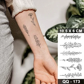 Potītes Līnijas Ziedu Rožu Flash Tatto Black Vienkārši Body Art Ūdensnecaurlaidīgus Pagaidu Tetovējumu Uzlīmes Gudrs Roku Pāris Tetovējumiem, Vīrieši Sievietes