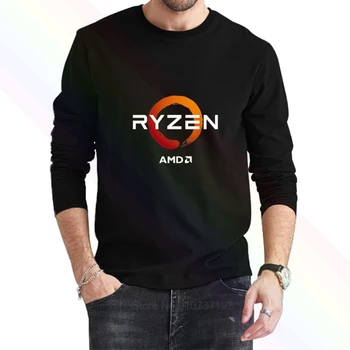 PC KP CPU Uprocessor AMD RYZEN Logo Klasisks T-Krekls Ir 2021. Jaunākās Vasaras Vīriešu garām Piedurknēm Populārs t-veida Krekls Topi Jaunas Unisex
