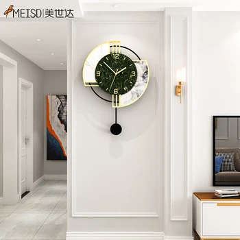 MEISD Mūsdienu Dizaina Tumši Zaļas Sienas Pulkstenis Lielu Dekoratīvu Virtuves Skatīties Mājas Interjeru Dekors Horloge Murale Bezmaksas Piegāde