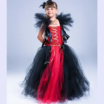 Baby Meitenes Halloween Kostīms Bērniem Ragana Vampīru Cosplay Tutu Kleita Princese Tilla Kleita Meitene Festivāla Karnevāls Puse Kleitas