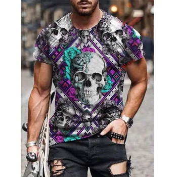 Moderns Galvaskausa 3D Iespiests T-Krekls Vīriešiem Ielu Hip Hop Stila Vīriešu Īsām Piedurknēm Vasaras Quick-Dry Sporta Vīrietis Lielajam Tee Krekls