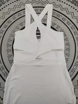 Dāmas kleita vasaras jauna balta sexy pāri karājas uz kakla bez piedurknēm backless dobi saspringto kleita temperaments viduklis kleita ir 2021.