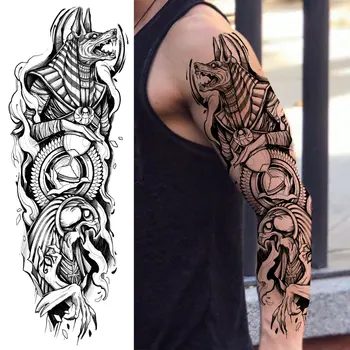 Maori Liela Totem Piedurknēm Pagaidu Tetovējumiem Vīrieši Sievietes Samurai Gangsteris Pilnas Rokas Viltus Tatoos Kompass, Ūdensizturīgs Tetovējumu Uzlīmes