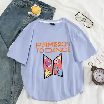 Vasaras Sieviešu T Krekls Bangtan Zēni Kpop Atļauju Deju Grafikas Drukas Vēstuli Korejas Modes Harajuku Streetwear Kokvilnas Topi