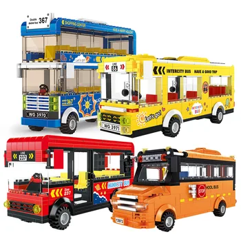 Pilsētas Sērija UK Londonas Pilsētas Divstāvu Autobusa Modeli, Celtniecības Bloki, Skolas Transportlīdzekļu Satiksmes DIY Ķieģeļi Izglītības Bērniem, Rotaļlietas, Dāvanu