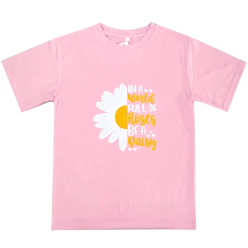 Ir 2021. Jaunpienācēji Meitenes Vasaras Gadījuma Margrietiņas Iespiests T-Krekls Sievietēm, O-Veida Kakla Īsām Piedurknēm Top Tee Modes Apģērbi