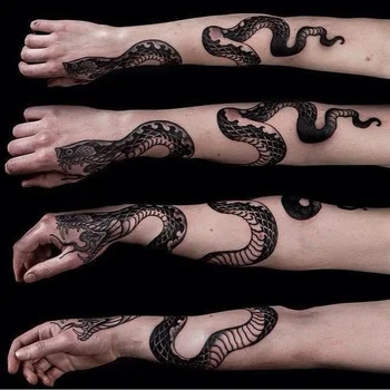5gab Čūska Tetovējumu Uzlīmes Ūdensizturīgs Vīriešiem un Sievietēm Pagaidu Tetovējumiem Ilgstošu Ziedu Kājas Tumši Ziedu Roku Viltus Tetovējumiem