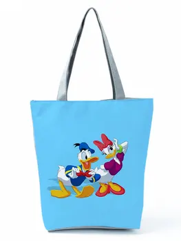 Disney Donald Duck Mickey Somas Augstas Ietilpības Karikatūra Meitene Pleca Soma Uzglabāšanai Atkārtoti Lietojamā Iepirkumu Soma Sieviešu Ceļojumu Pludmales Soma