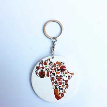 Apaļā Taisnstūra Koka Atslēgu piekariņi Āfrikas Veicināšanas Pielāgota Koka keychains Taustiņu Frāzes Reklāmas Dāvanas