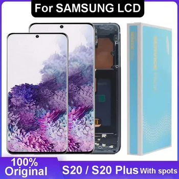 Original LCD Samsung Galaxy S20 G980 G980F Displejs, Touch Screen Digitizer Samsung s20 Plus G985 G985F Ekrānu Ar plankumiem
