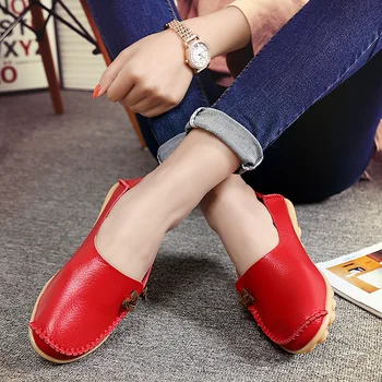 Liela izmēra sieviešu apavi ir 2021. jauns dzīvoklis mātes kurpes sieviešu mokasīni ādas baleta kurpes Zapatillas Mujer māsa kurpes četri gadalaiki